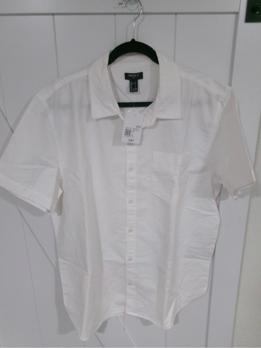 Forever 21 White Short-Sleeve Button-Down Shirt